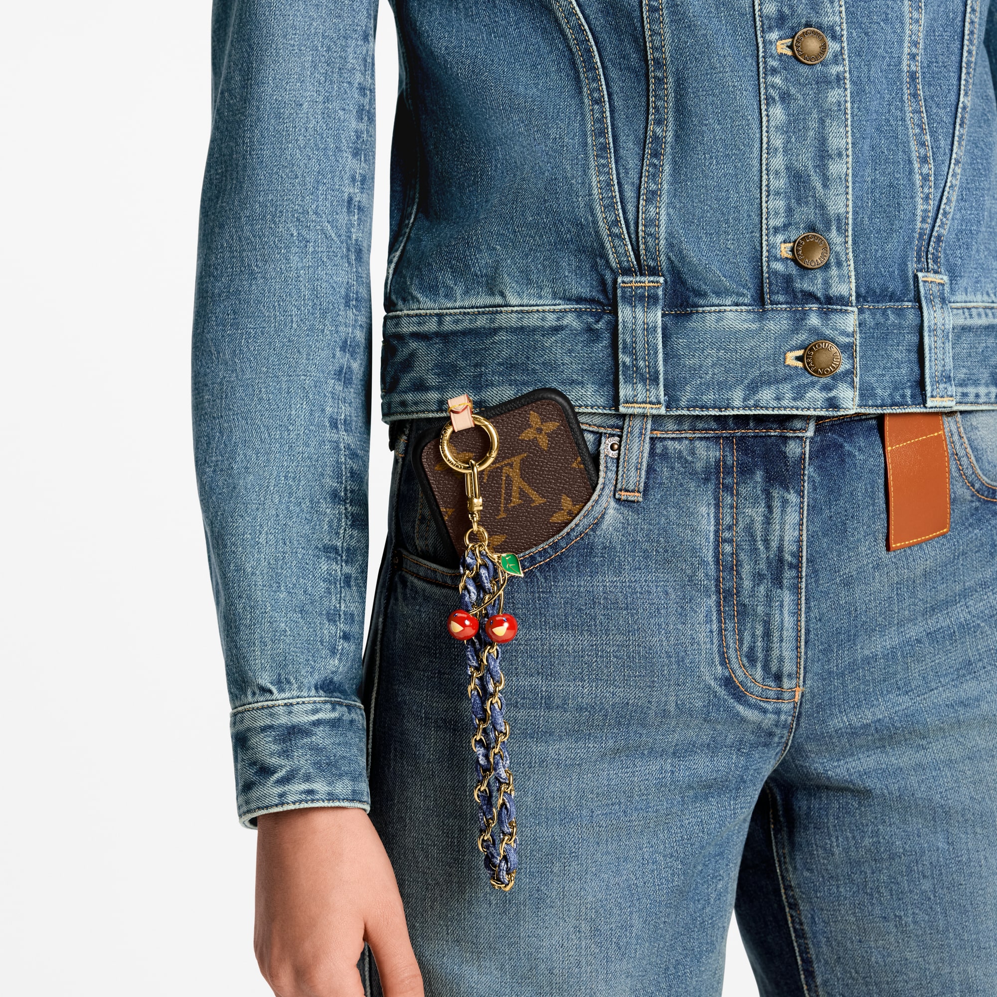 ルイヴィトンデニムチェリーフォンホルダー LV × TM バッグチャーム・マイクロ スピーディ モノグラム